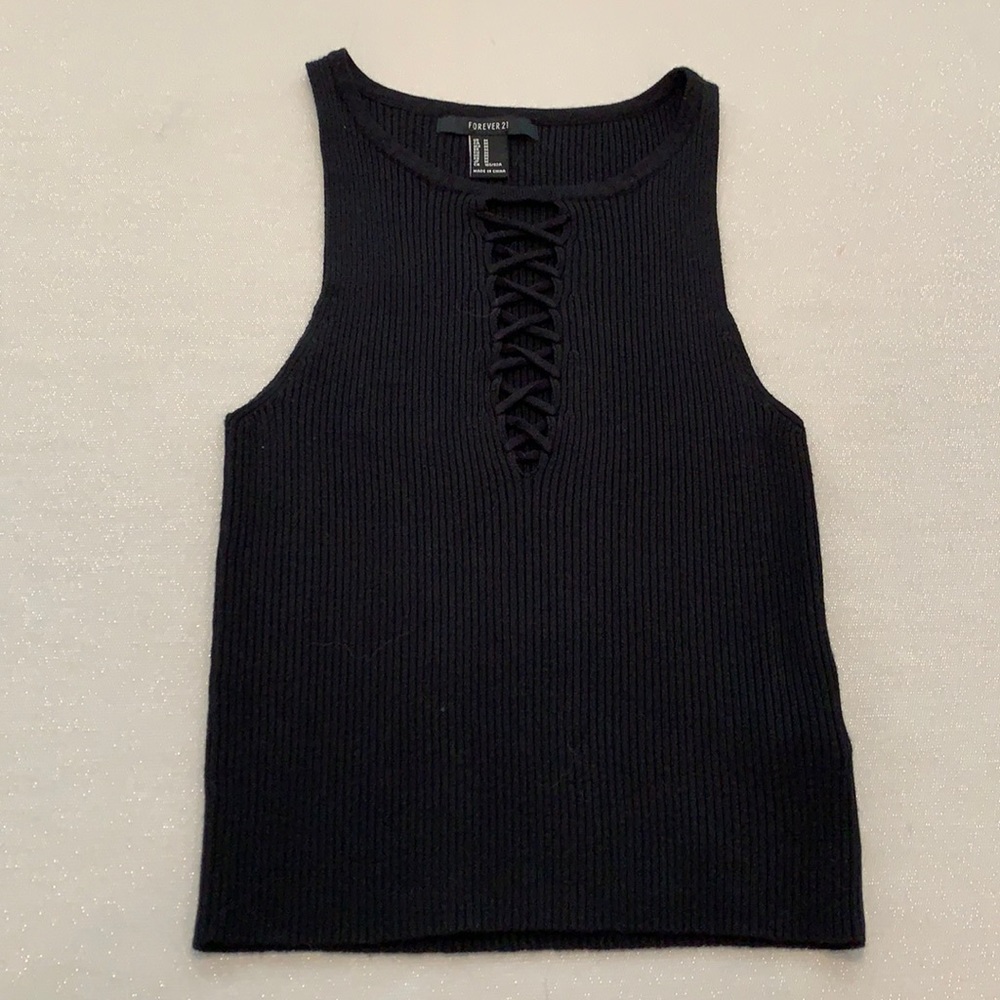 Forever 21 Black Ribbed Tank Top